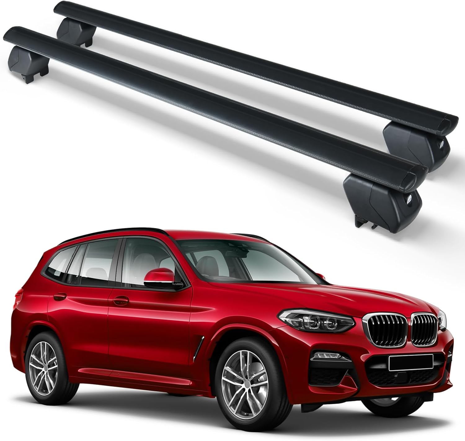 Heavy Duty 300 LBS Roof Rack Cross Bars Compatible with 2011-2025 BMW X3 with Side Rails, Adjustable & Lockable Crossbars Cargo Carrier Rooftop Top Luggage Cars Suvs