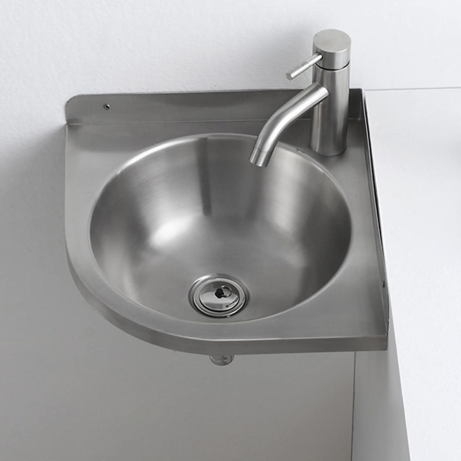 Small Wall Mount Kitchen Sink,Corner Stainless Steel Bathroom Corner Basin Station Sinks, Mini Vanity Hand Wash Bar Sink Single Bowl Sink for Kitchen RV Caravan Camper Boat