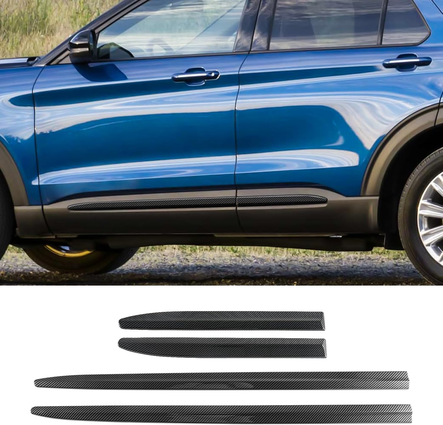 Body Side Molding for Ford Explorer 2020-2026 Door Trim Molding Carbon Fiber Pattern