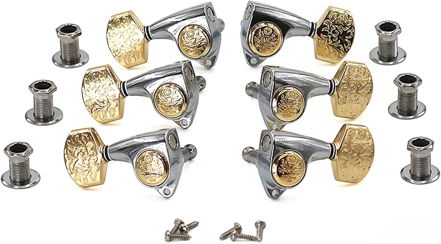 Electric Folk Guitar String Button Completely Closed Open Retro Pattern Imitation Jade Guitar Machine Head Tuners (Color : 02)