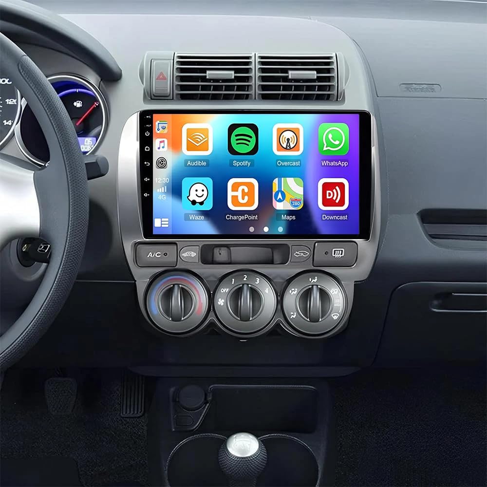 Car Stereo Radio Compatible for Honda Jazz GD 2002-2008 with Carplay Android Auto GPS Navigation 9in Touchscreen Car Radio Player with Bluetooth Wifi FM SWC Mirror Link Split Screen + Backup Camera
