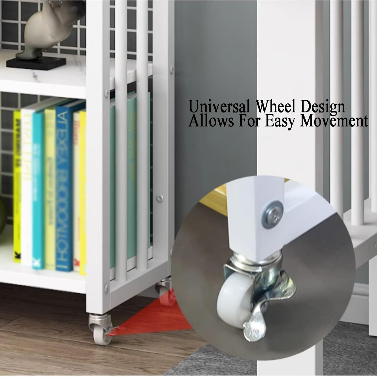 3 Cube Bookshelf, Home Multi-Layer Side Table with Wheels for Living Room, Study Room, Reading Corner (44.5 X 22 X90cm)(White+Light Walnut) (Black+Black One Size)