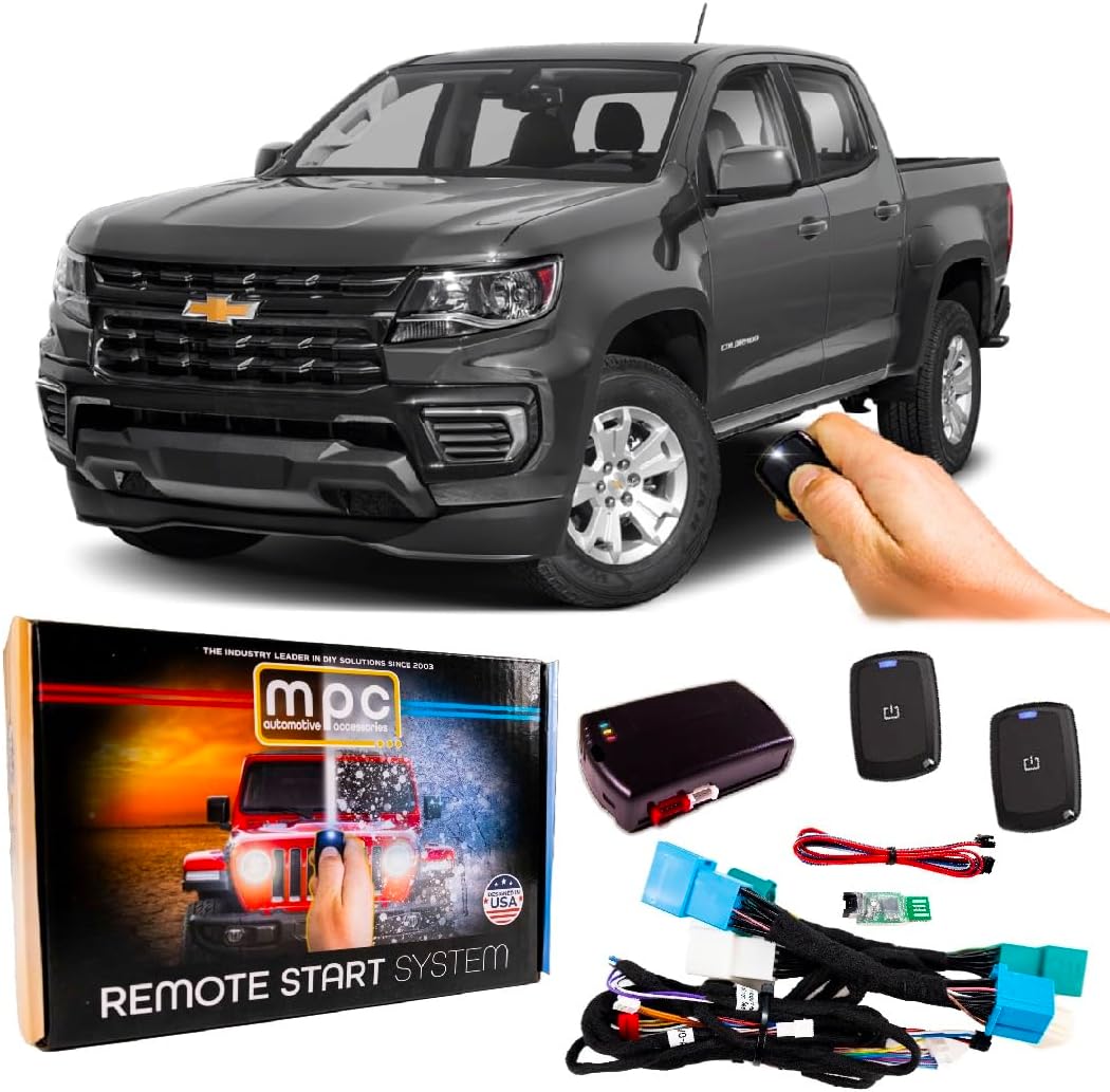 MPC Remote Start Compatible with 2015-2022 Chevrolet Colorado Plugin T-Harness - (2) 1-Button Extended Range Remotes - Up to 800' Range - Only 1 Wire Connection Needed