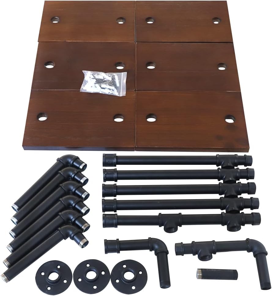 6-Tier Floating Shelves for Wall,Industrial Floating Shelves,Wall Mount Iron Pipe Shelves for Living Room, Bedroom,Bathroom,Office