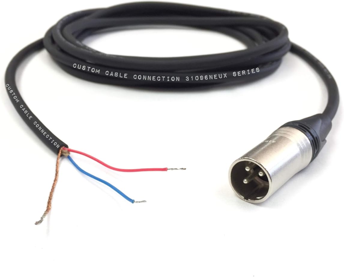 150 Foot Custom Cable Connection Pro-Audio Balanced Microphone with Neutrik NC3MXX XLR Male Connector to Blunt end Cable