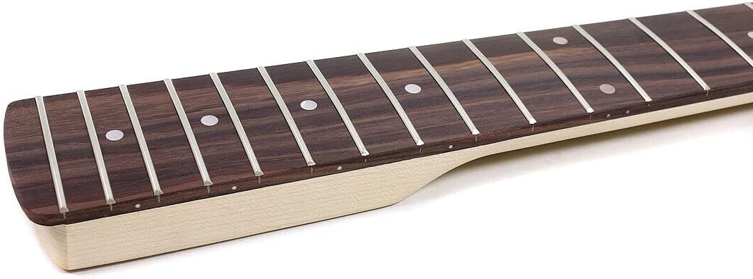 Left Hand Maple Replacement Electric Bass Guitar Neck, 4-String 22 Fret 34'' Scale Length 42mm Nut & 65mm Heel Maple Fretboard Bolt On Unfinished Bass Neck DIY Installation & Repair Part