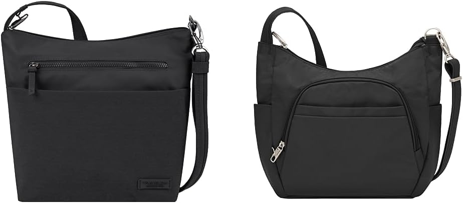 Travelon Classic, Black & Anti-Theft Cross-Body Bucket Bag, Black, One Size