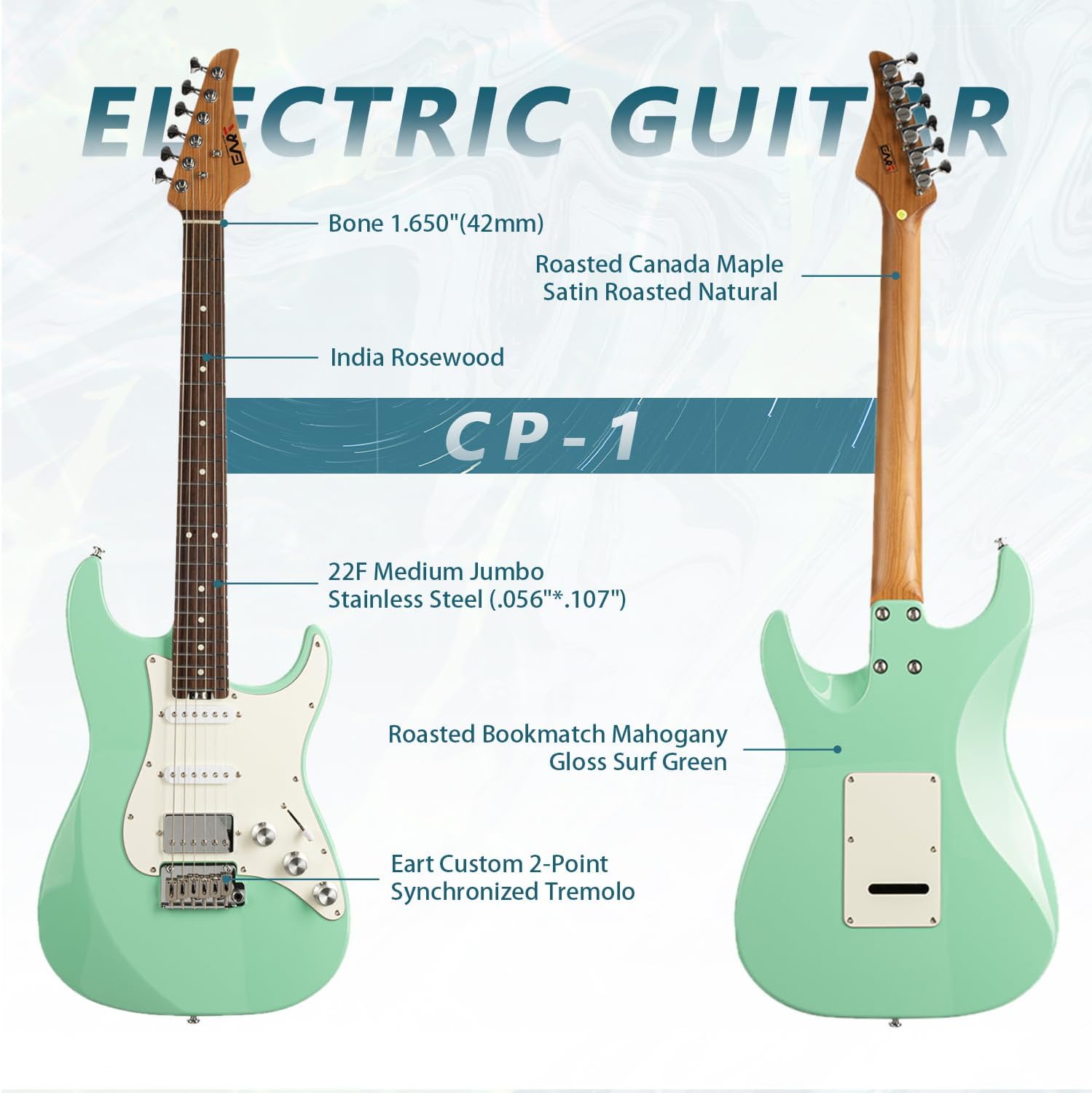 EART CP.1 Electric Guitar 6-String Solid-Body,S-S-H Pickups, Music Style Switching, Clear Tone, Meeting Various Needs
