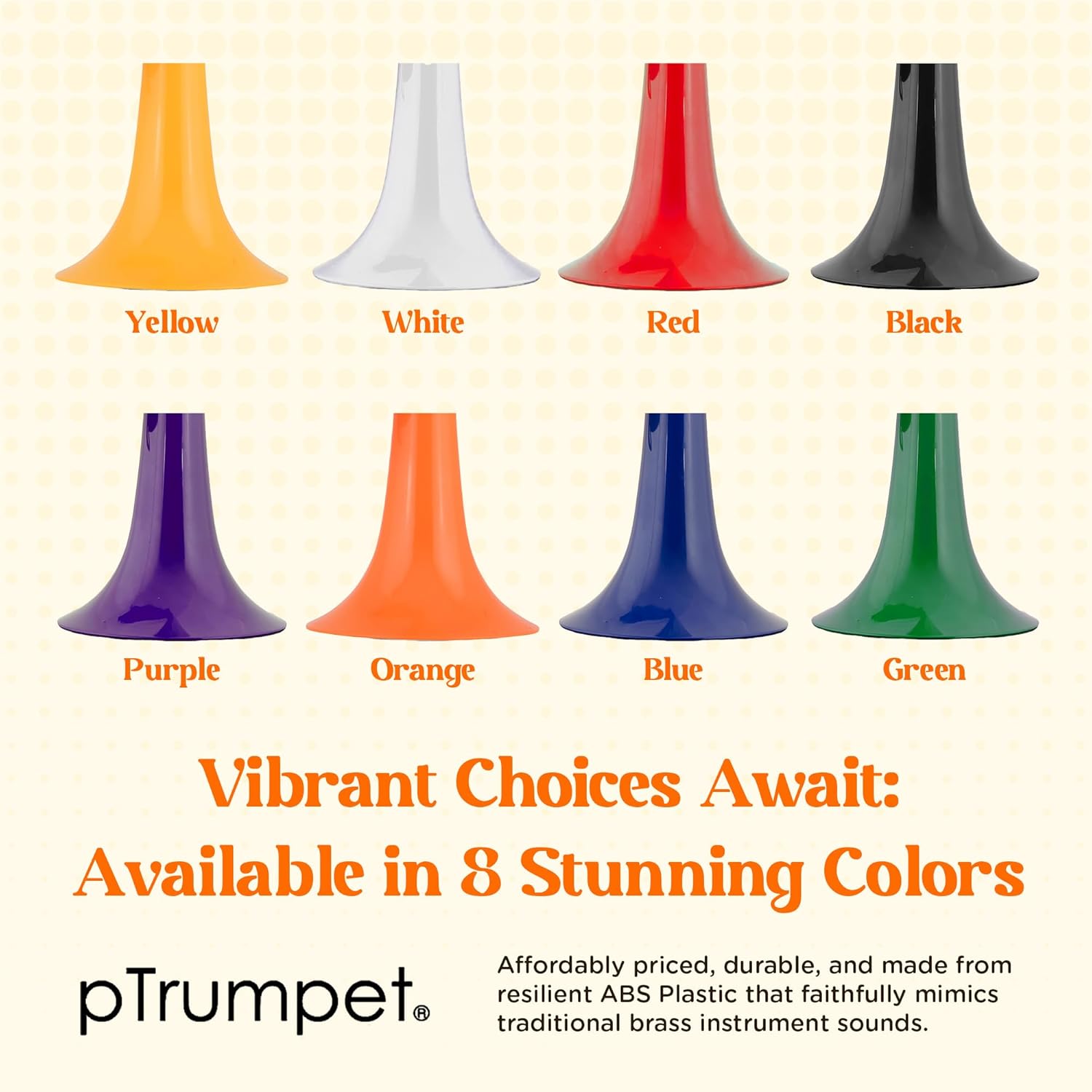 pTrumpet Bb Plastic Trumpet - Durable pInstruments Design with Ergonomic Grip - Includes 3C & 5C Mouthpieces and Carrying Bag - Authentic Sound for Students & Beginners - ABS Build - Green