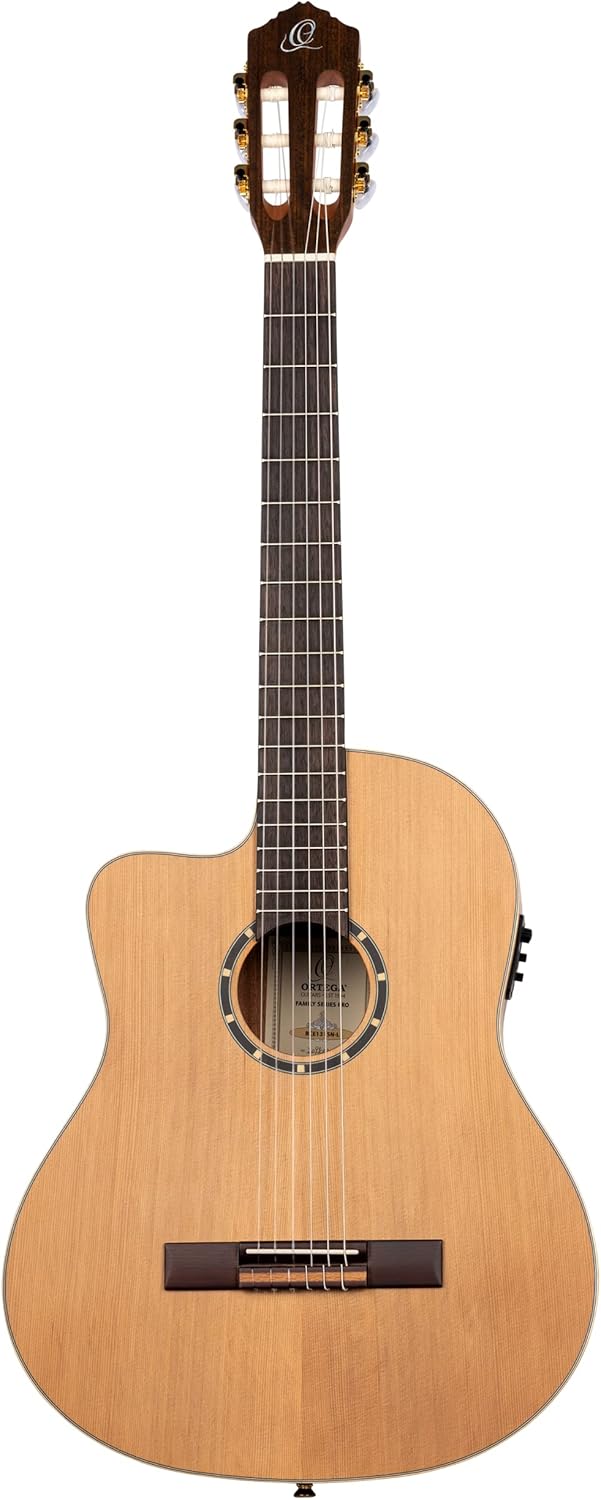 Ortega Guitars 6 String Family Series Pro Left-Handed Solid Top Slim Neck Acoustic-Electric Nylon Classical Guitar w/Bag, (RCE131SN-L)