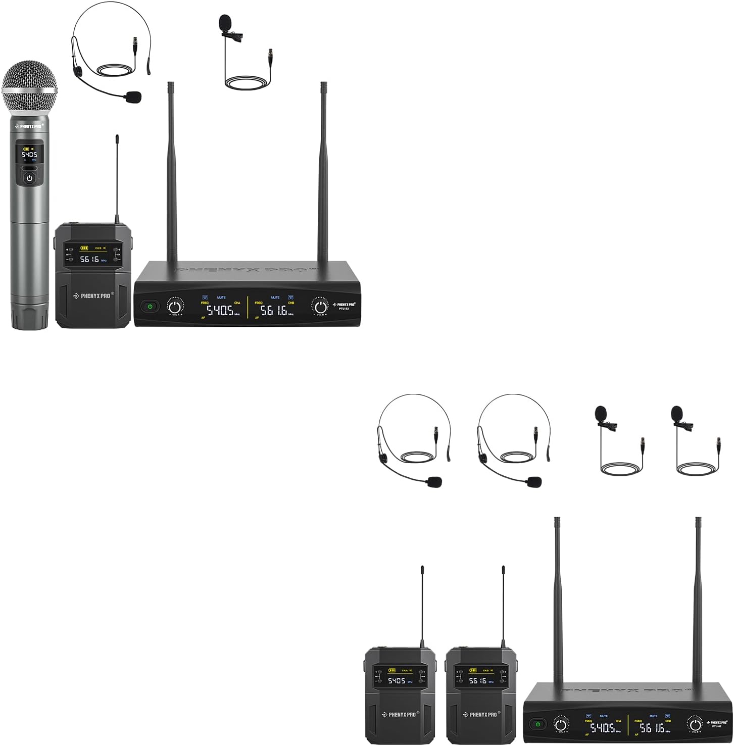 Phenyx Pro UHF Wireless Microphone System PTU-52-1H1B Bundle with PTU-52-2B