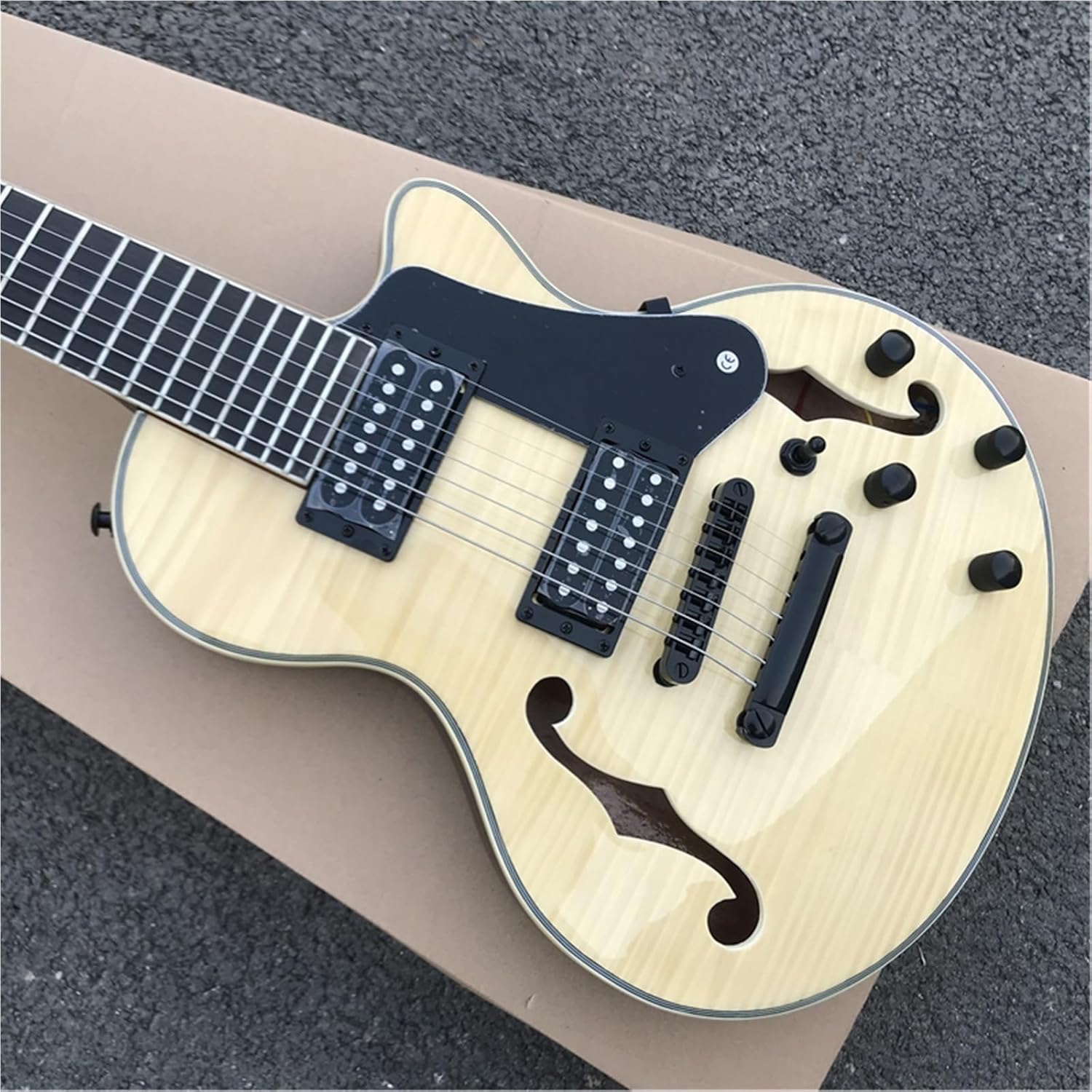 Beginner Electric Guitar Kits 7 Turn Original Wood Tiger Pattern F Hole Semi Hollow Professional Small Jazz Electric Guitar