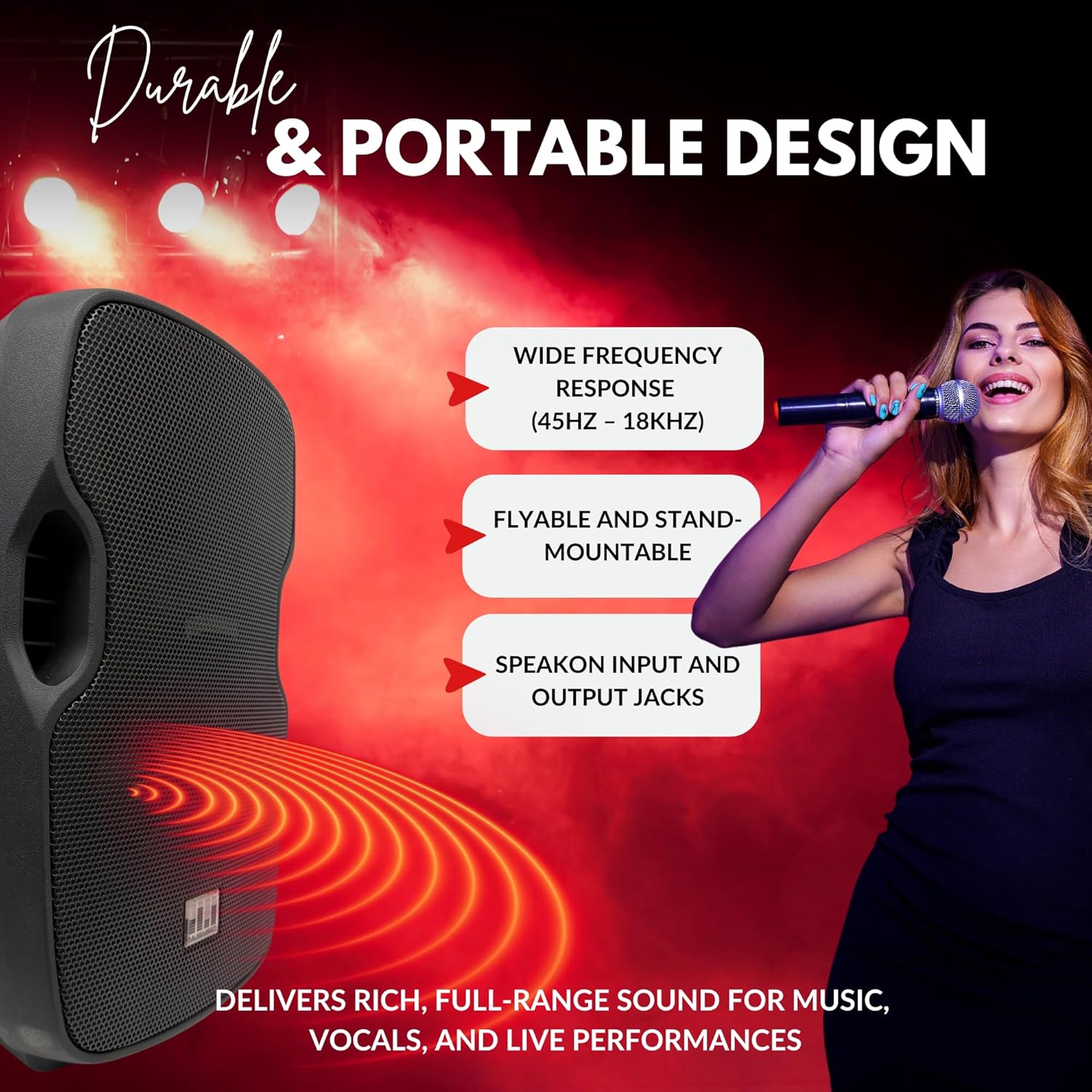 MUSYSIC Portable PA System with Wireless Microphone and Speakers – 6 Ch Audio Mixer with Built-in 2000W Amp & Wireless UHF Microphone System, Multiple Inputs, Complete w/Stands - 15