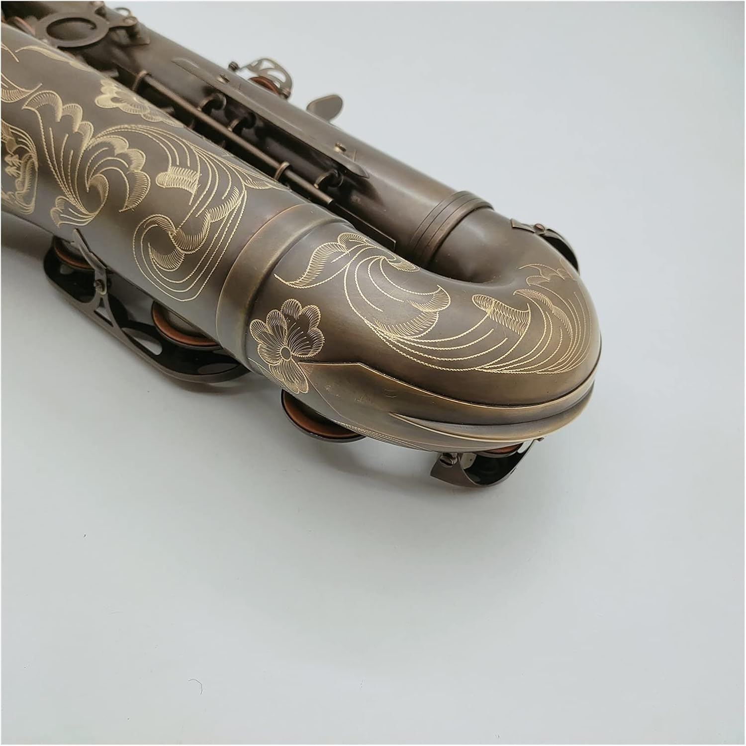 Tenor Saxophone Bb Tune Antique Copper Woodwind Instrument with Case Mouthpiece Student Saxophone (Color : Light Grey)