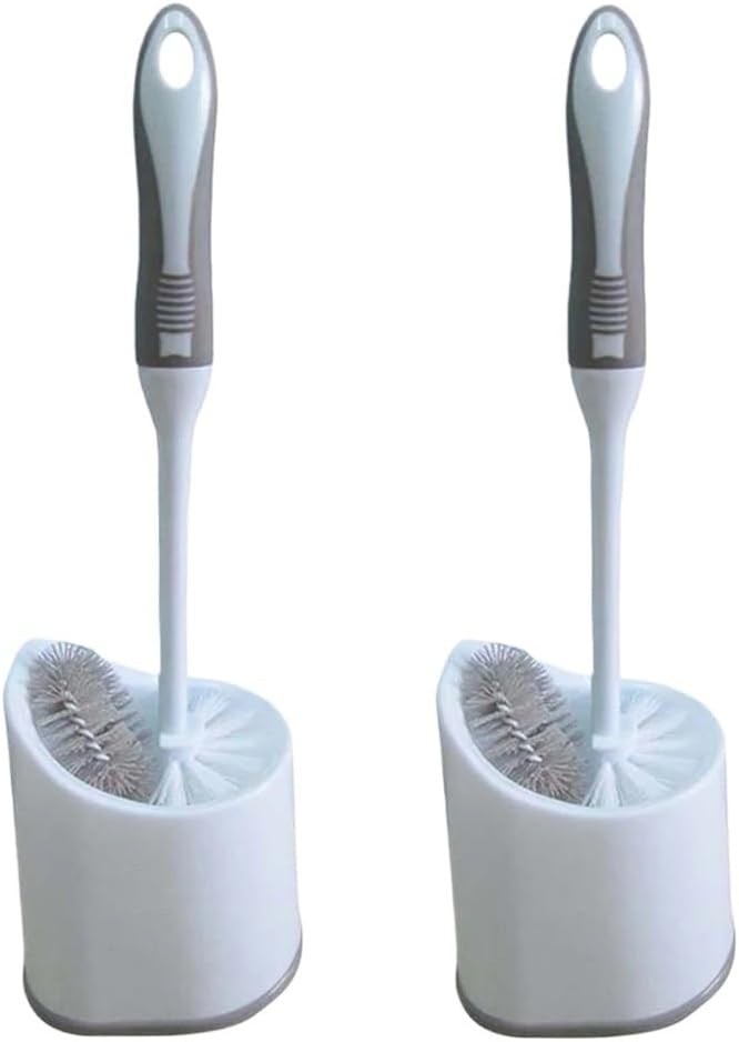 Toilet Brush Toilet Brush Set, with Under Rim Brush and Storage Caddy, Bathroom Accessories 2 Pack Deep Cleaning