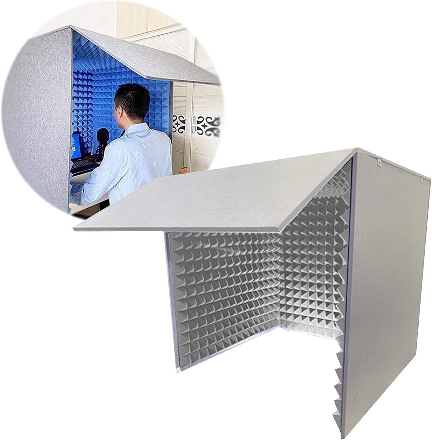 Portable Recording Studio, Desktop Soundproof Enclosure, Microphone Isolation Booth, Noise Reduction, Recording Studio Equipment (Grays)