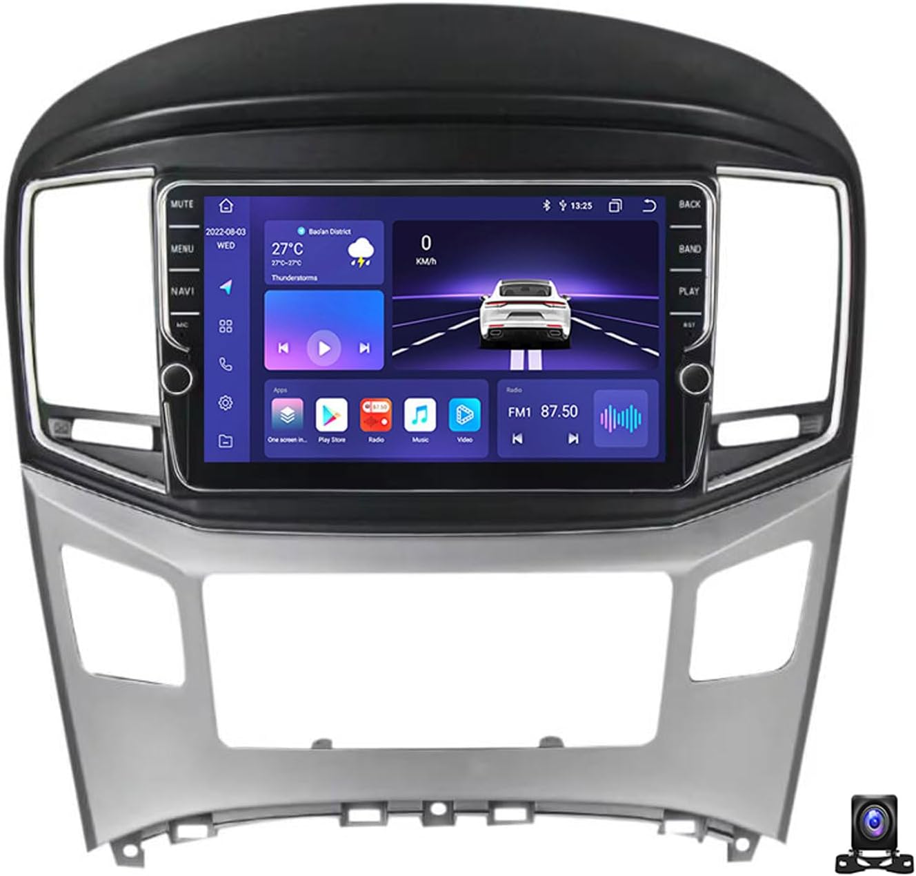 Double Din Car Stereo Bluetooth MP5 Player with Carplay/Auto, 9 Inch Touchscreen Radio Receiver with AHD Backup Camera, Compatible with Hyundai H1 2015~2021 Support 4G/SWC/DSP,K700S