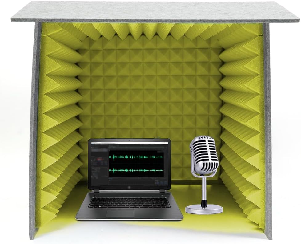 Desktop Soundproof Cover, Modern Portable Recording Booth, Sound Proof Sponge Panels to Filter Vocal, Music Recording Equipment for Bedroom Home,23.6in