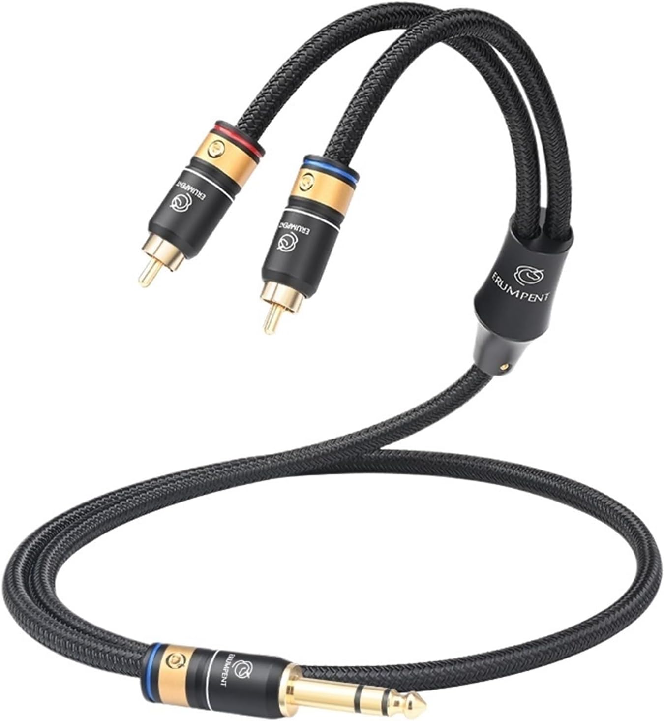 6N OCC HiFi 6.5mm to 2RCA Audio Cable for CD Amplier Gold Plated Plug Stereo 6.5mm TRS Jack to Subwoofe Splitter 2RCA Male Cable(0.75m)
