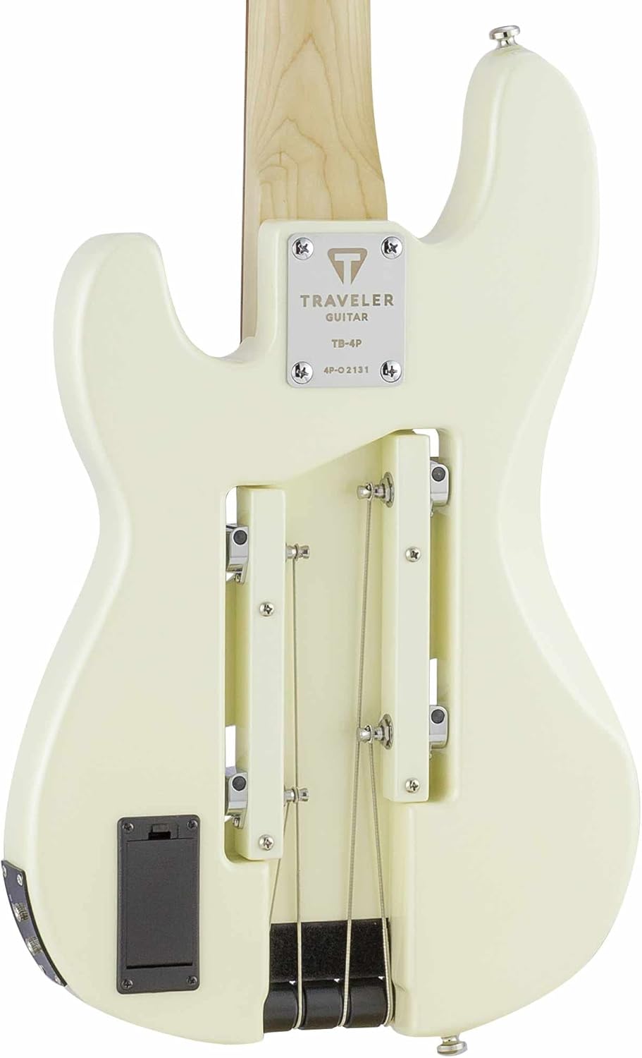 Traveler Guitar TB-4P Pearl White Bass | Travel Guitar with Aux-in | 4 String Bass Guitar with 22 Jumbo Frets | Full 32