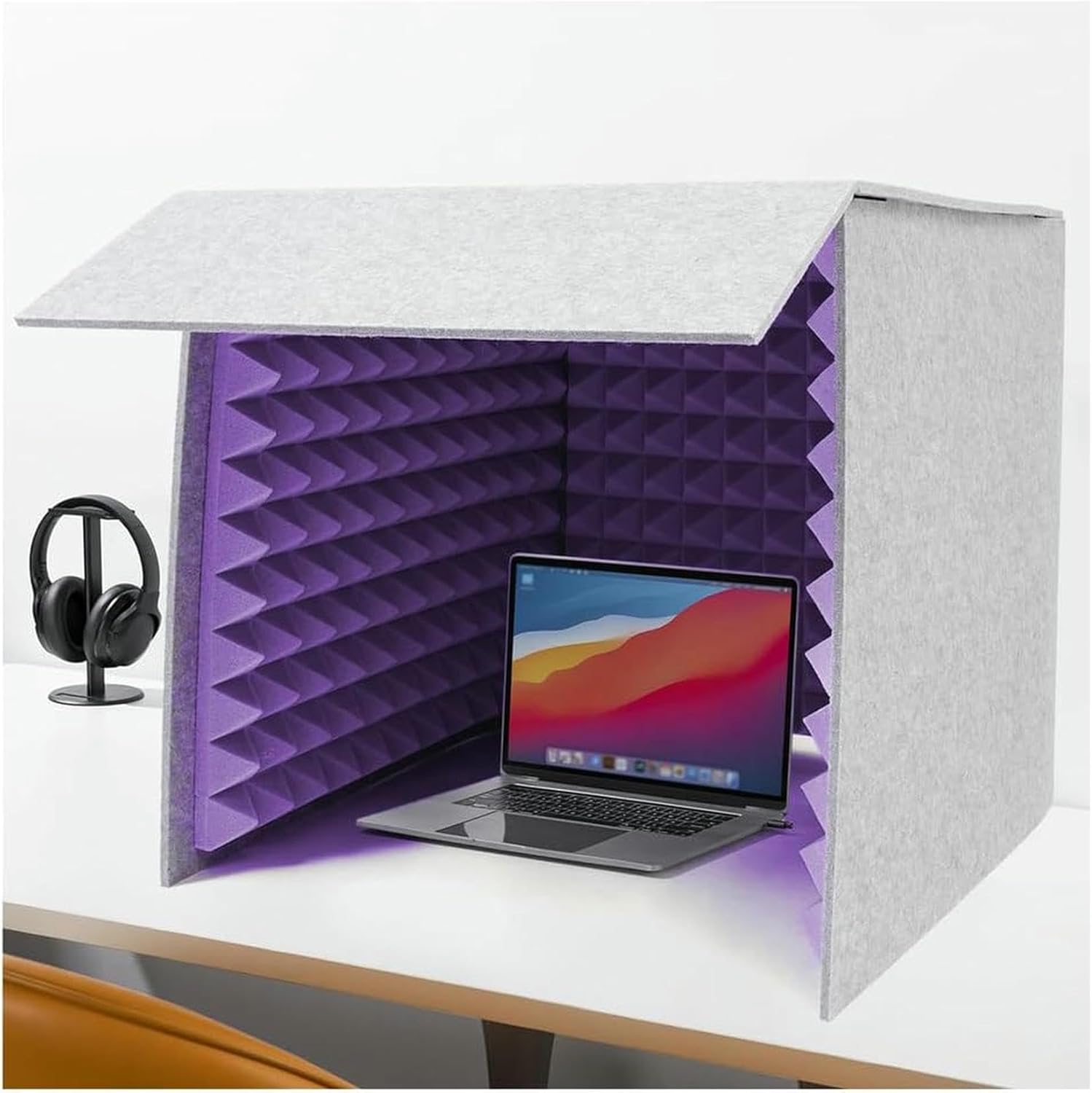 Microphone Recording Booth, Vocal Sound Absorbing Shield, Modern Desktop Isolation Box, Portable Soundproof Cover for Streaming Singing Podcasts