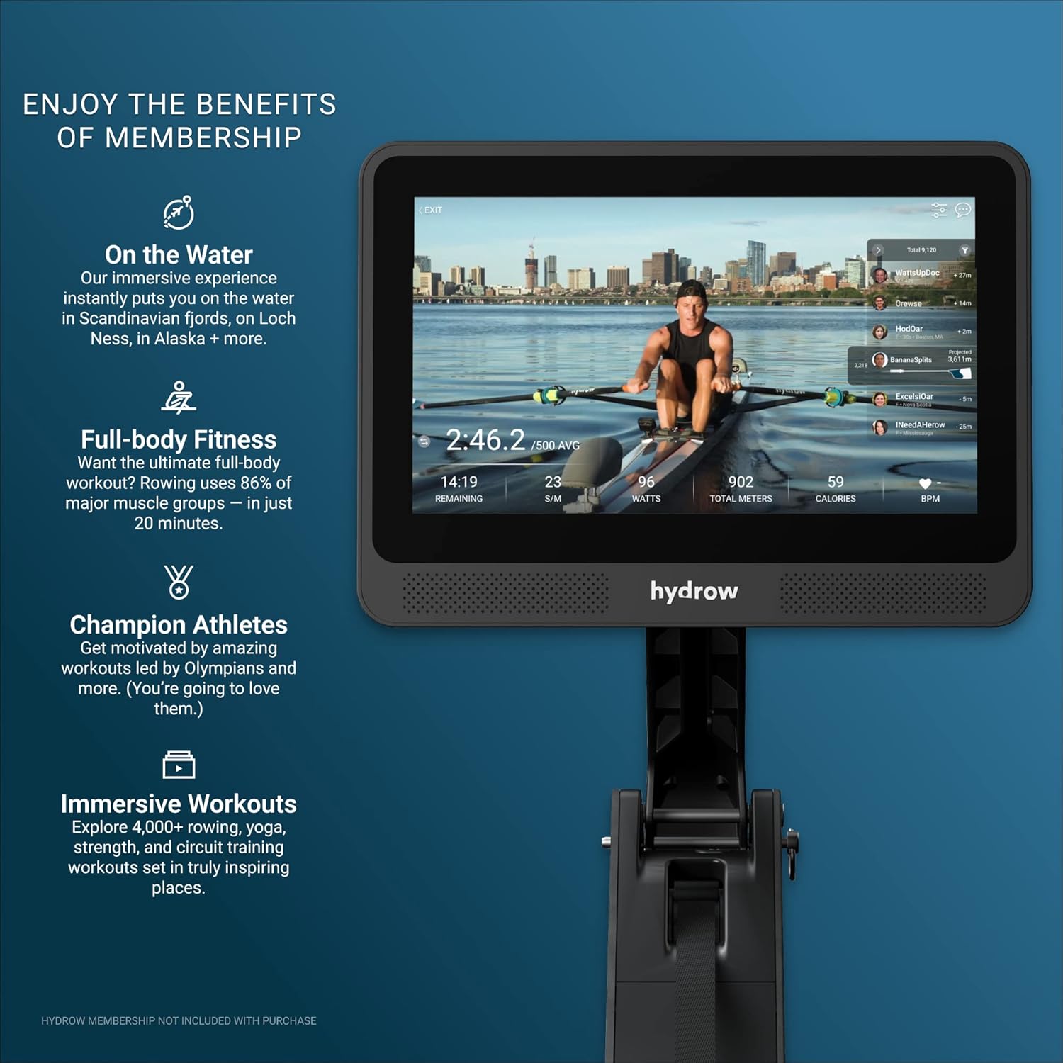 Hydrow Wave Rowing Machine with 16