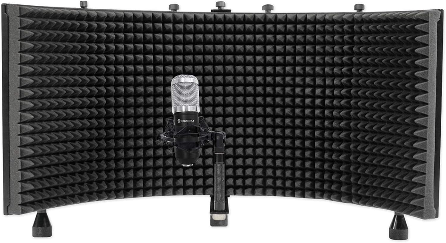 Rockville RCM01 Bundle: Pro Studio Recording Condenser Microphone with Metal Shock Mount, ROCKSHIELD 3 Large Mic Isolation Shield with Sound Dampening Foam, 2-Items