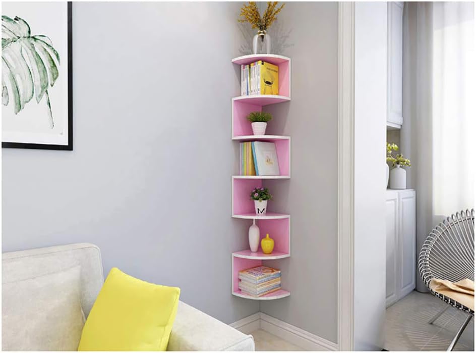 Floating Corner Shelf, 7 Tier Zigzag Wood Bookshelf Wall Shelf Wall Mount Wine Rack Storage Display for Kitchen Office-c 26cm(10inch) (C 26cm(10inch))