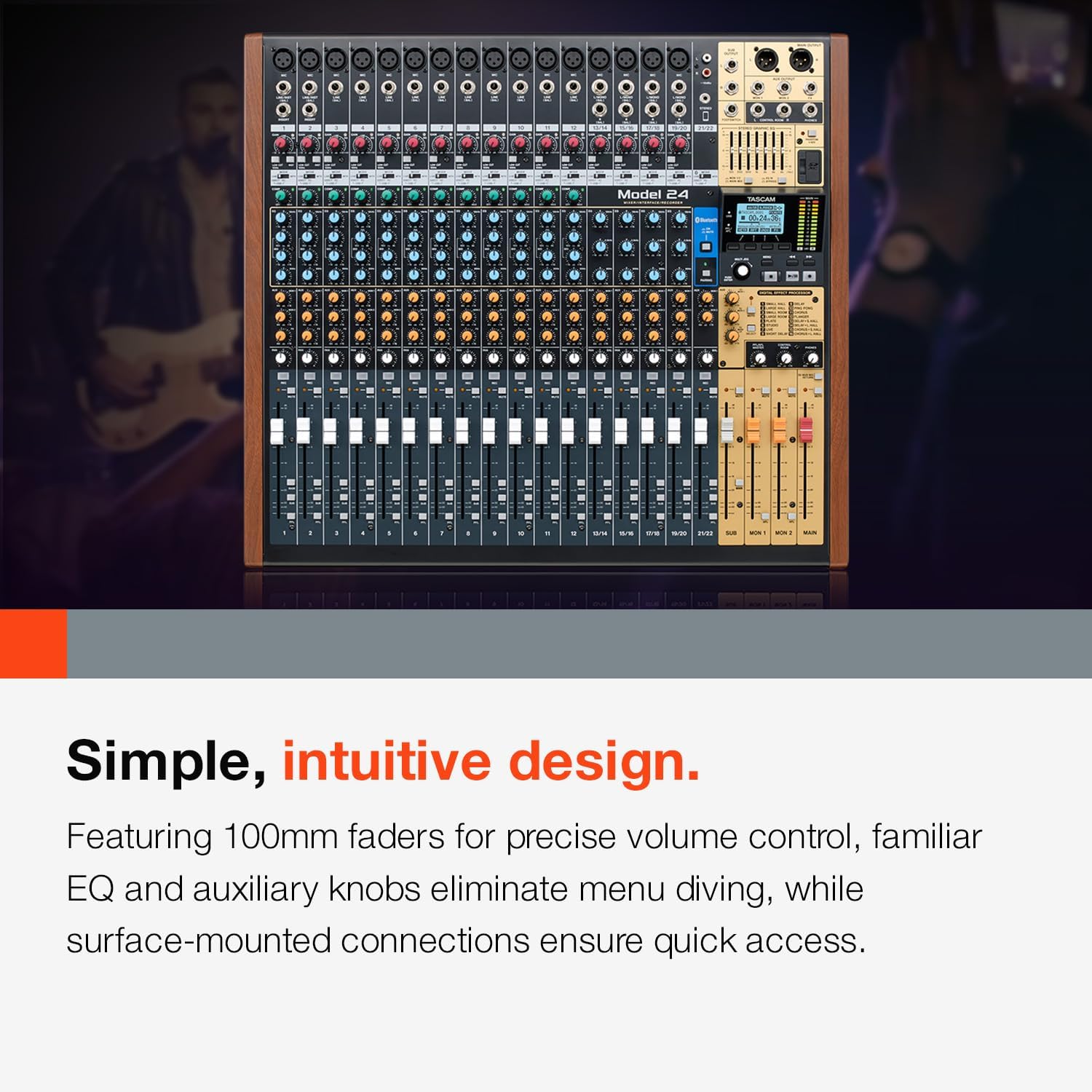 Tascam Model 24 24-track Multi-Track, Live Mixer and Recording Studio, Analog Mixer, Digital Recorder, USB Audio Interface