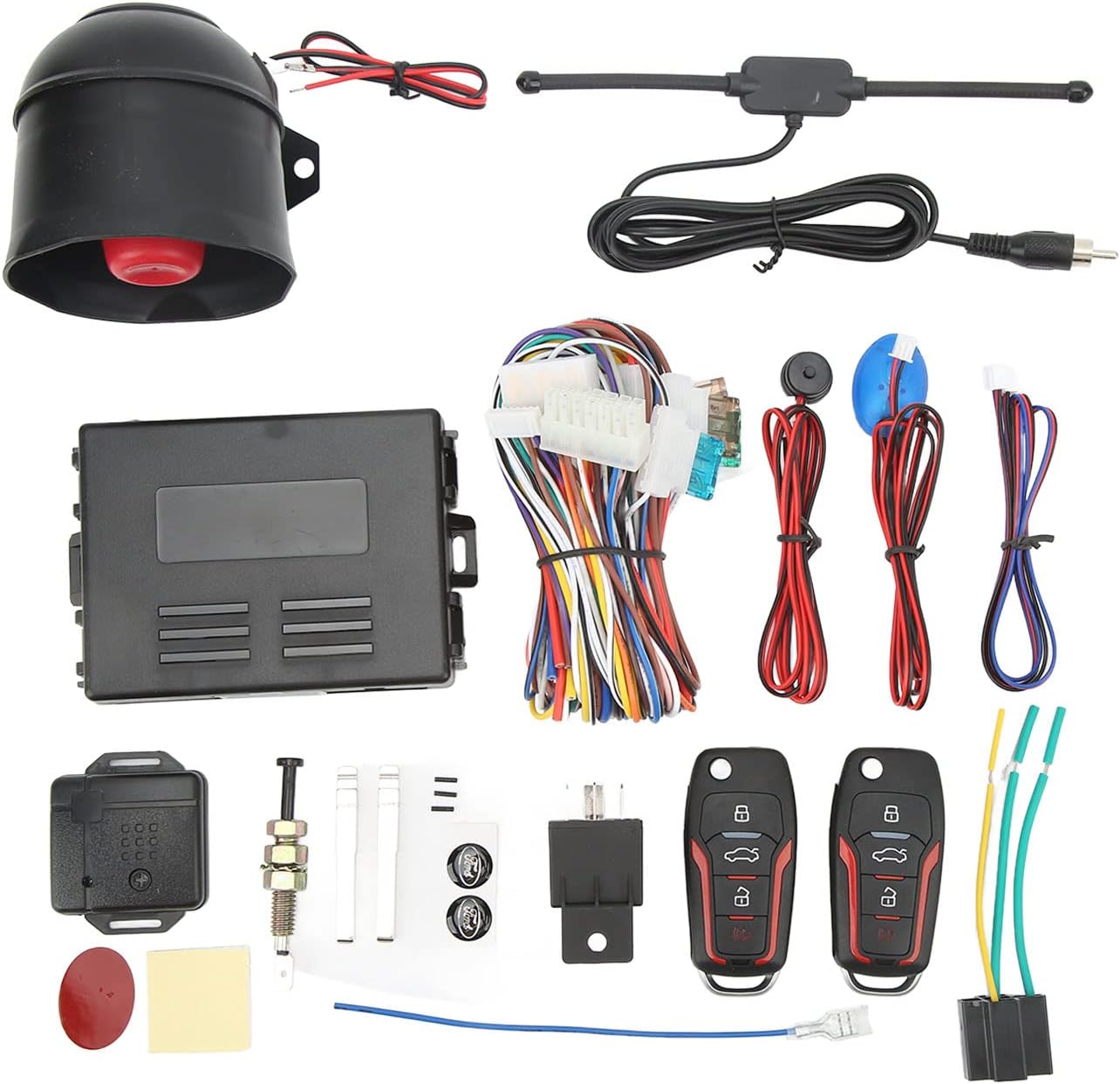 Car Keyless Entry System Anti Theft Alarm Remote Start Stop Engine Universal 12V Vehicle Security Central Locking Kit with Intelligent Induction Remote Control ABS Material