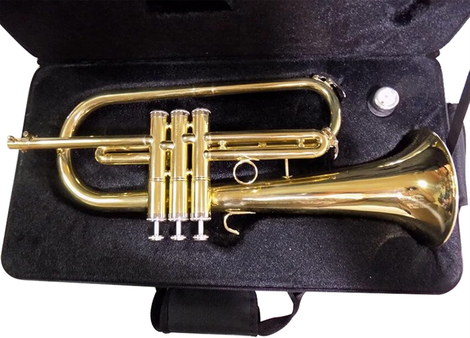 FLFL Student Trumpet Bb Thick Tube Cornet with Shell Mouthpiece Yellow Brass Thick Tube Cornet Musical Instrument
