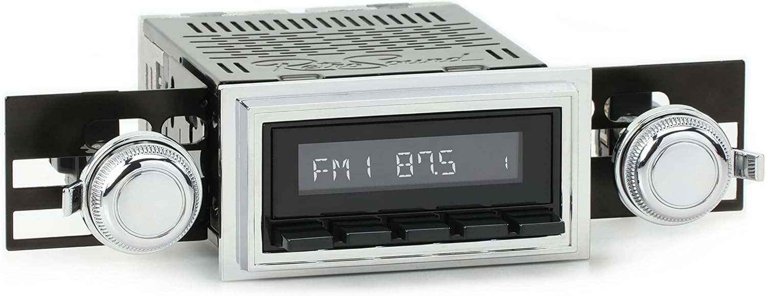 RetroSound HB-126-03-73 Hermosa Direct-Fit Radio for Classic Vehicles (Black Face and Buttons, Chrome Bezel)