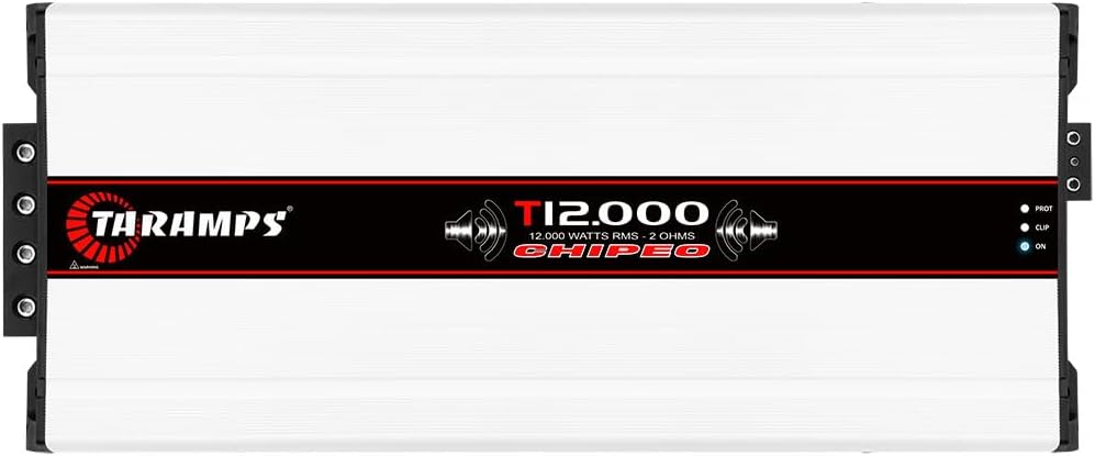 Taramps T 12.000 Chipeo Amplifier 2 Ohms 12000 Watts RMS 1 Channel Car Audio Peak Power 13300W RMS Monoblock Amp, Compatible with Monitor Level Remote