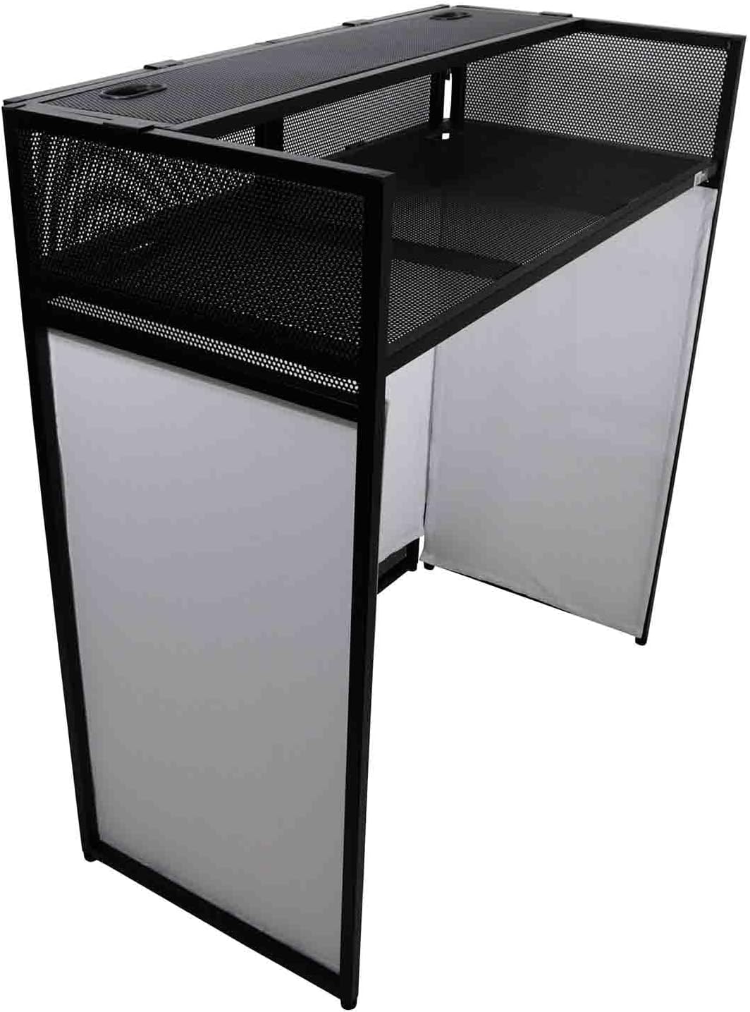 XF-VISTA BL MK2 VISTA VISTA DJ Booth Facade Table Station with White/Black Scrim kit and Padded Travel Bag | Black Hardware