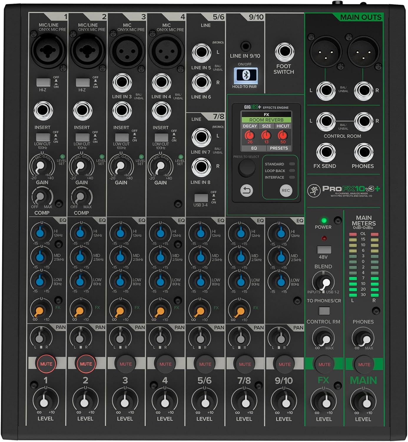 Audiosavings Bundle: (1) Mackie ProFX10v3+ 10-Channel Analog Mixer w/Enhanced FX/USB Recording/Bluetooth Bundle With (1) Rockville RMC-3PK 3 Pack Metal Wired Vocal/Instrument/DJ Microphones+Metal Case