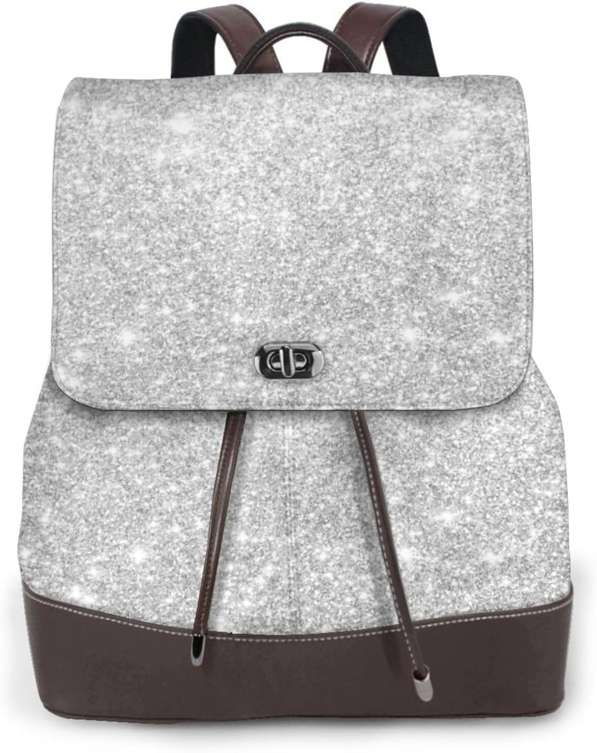 Silver Glitter for Womens Backpack Purse Microfiber PU Anti-theft Large Fashion Designer Travel Bag Ladies Shoulder Bags