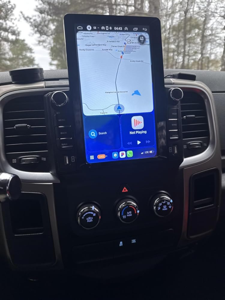 9.7 inch Car Radio Stereo for Dodge Ram 1500 2500 3500 2013 2014 2015 2016 2017 2018, 2GB +32GB, with Wireless & Wired Carplay,Built-in GPS WiFi DSP Camera MIC (Only fit Manual AC) (2+32 ac)