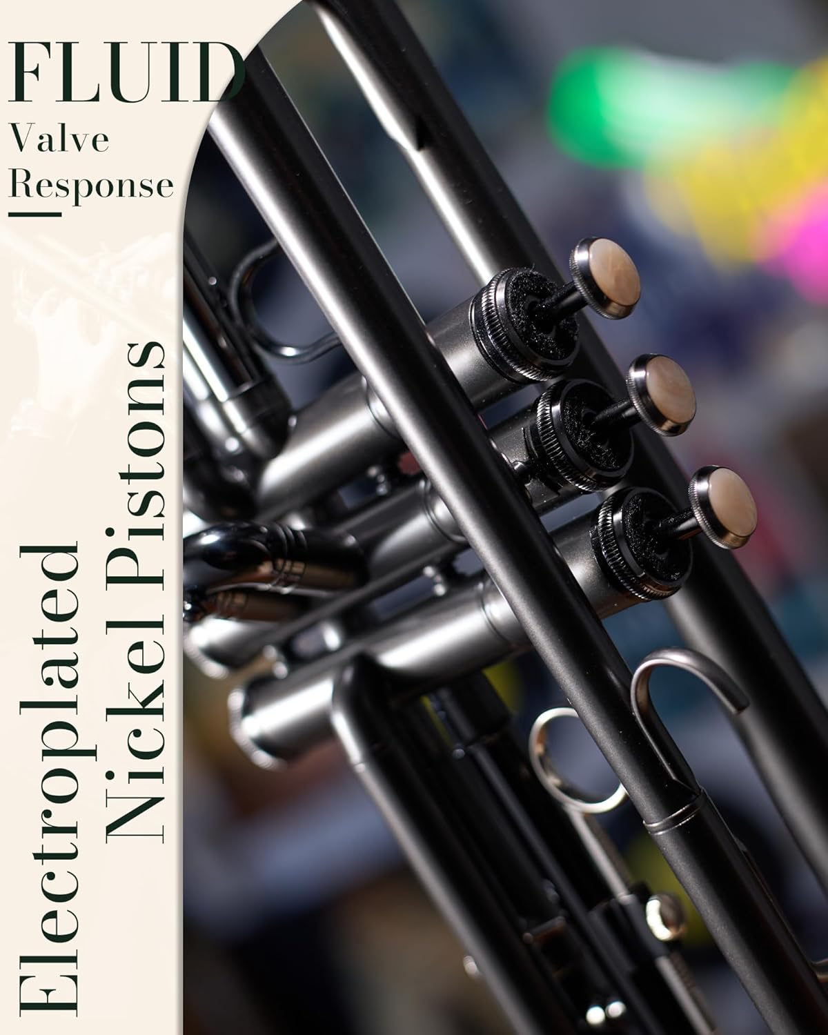 AKLOT Weighted Leadpipe Bb Trumpet: Electroplated Nickel Pistons, Brushed Matte Black, Leather Finger Guard, Weighted and Standard Trumpet Mouthpieces, Stylish Leather Case, Lesson Book (SNR-VirtOE)