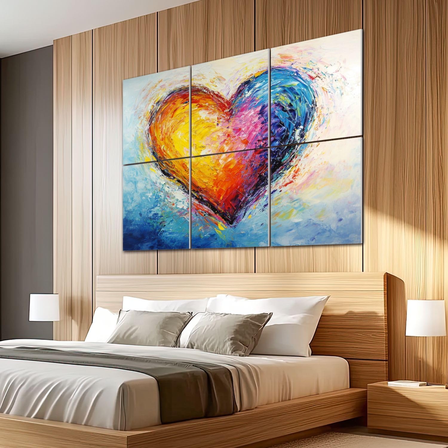 6 Pack Art Acoustic Panels Sound Absorbing Abstract Colorful Textural Heart Multicolored Brushstroke Textures Decorative Soundproof Wall Panels Self Adhesive for Recording Studios Office 72