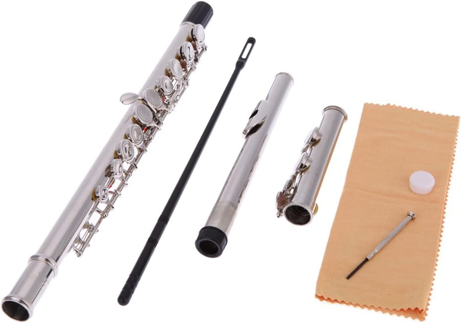 Flutes Woodwind Instrument Flute Silver Plated 16 Holes C Key Cupronickel with Bag