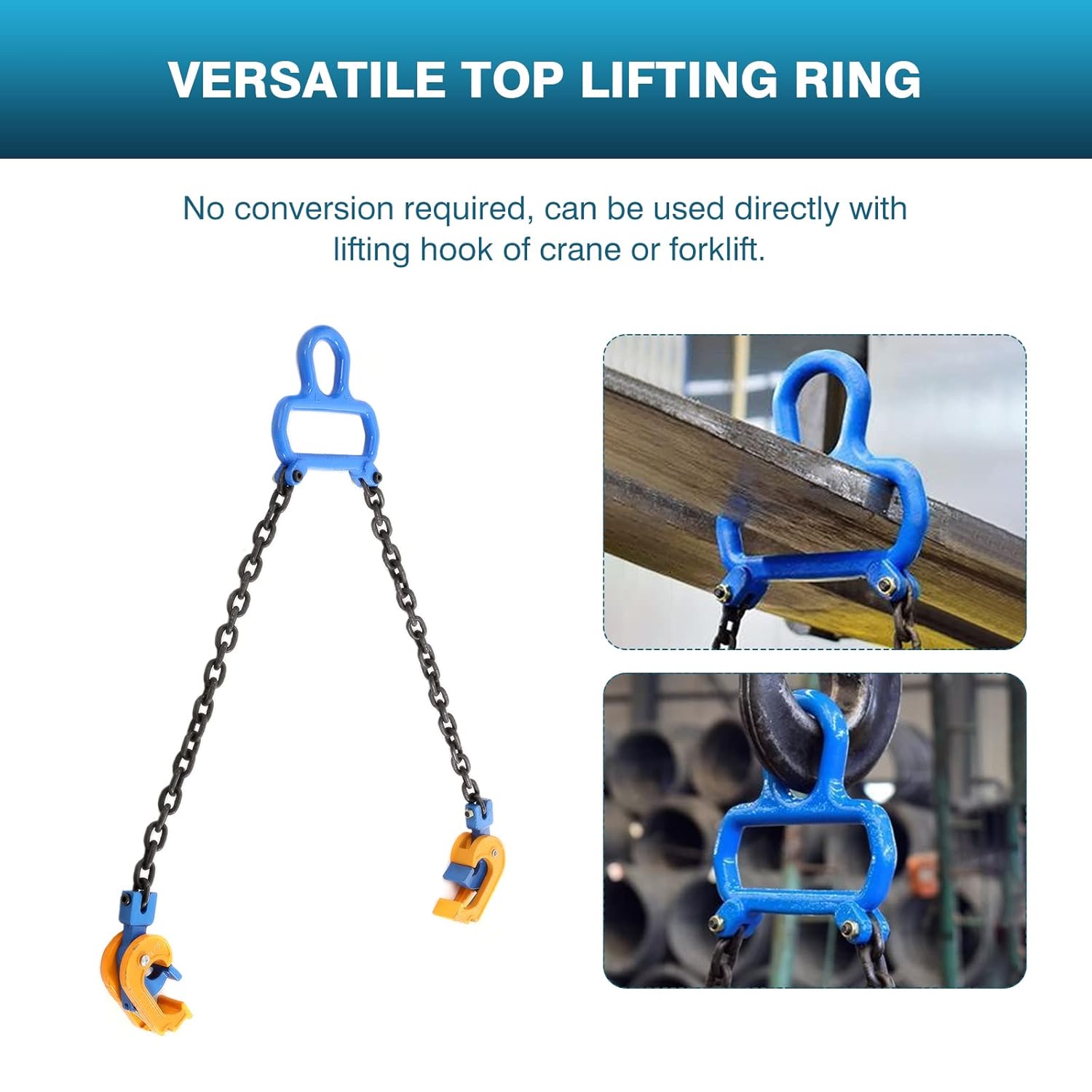 IRONWALLS Chain Drum Lifter with 1T/ 2204LBS Capacity, Upgraded Lifting Chain Sling with Self-Lock Hook Lifting Clamp for 30 & 55 Gallon Metal/Plastic Drum Barrel, Fits for Crane, Forklift