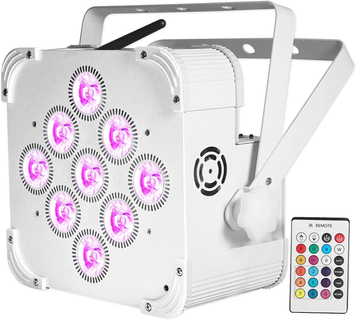 (2) Best PAR 60 White Rechargeable Wash Lights w/Wireless DMX+RGBWA+UV+Bag