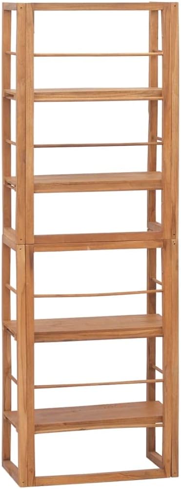 Solid Teak Wood Shelving Unit, 4-Shelf Adjustable Storage Bookcase, 11.8