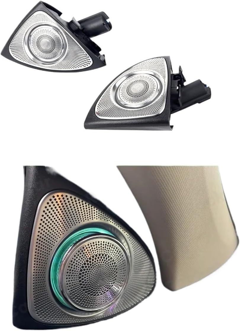 Car Front Door Trumpet Tweeter Speaker Cover 3/64 Colors LED Rotating Tweeter Speaker/Fit for Benz W205 W213 W222 X253 W177 GLB A/C/E/GLC/S-Class Car 3D(W223 64 Colour)