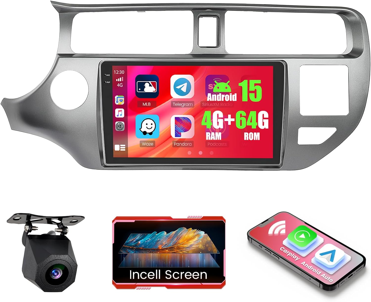 4+64GB Android 15 Car Radio for Kia Rio 2012 2013 2014 Wireless Carplay Android Auto, Realdio 9