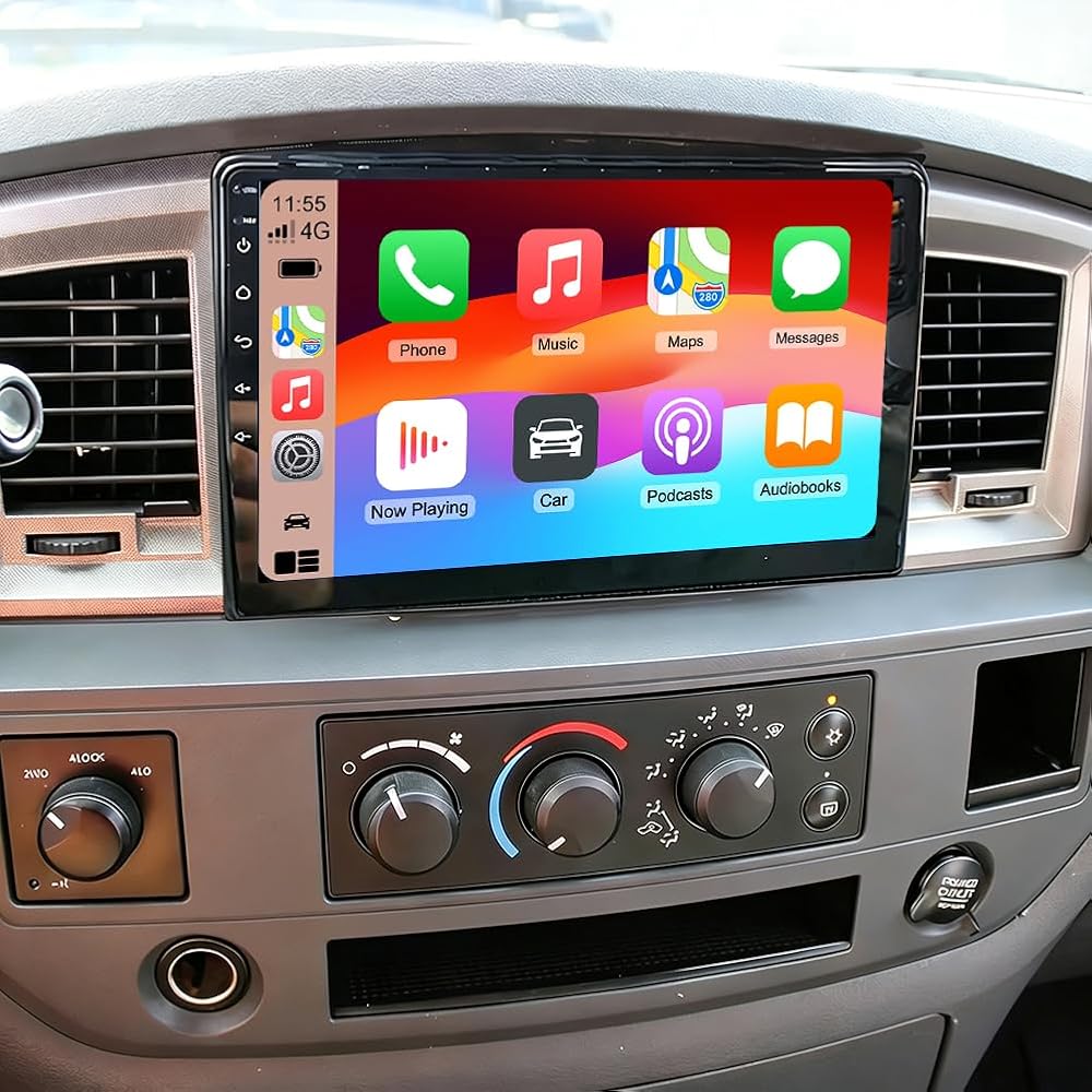 Car Stereo Radio Compatible for RAM 1500 2500 3500 4500 2006-2008 with Carplay Android Auto GPS Navigation 9in Touchscreen Car Radio Player with Bluetooth WiFi FM/RDS SWC Mirror Link + Backup Camera