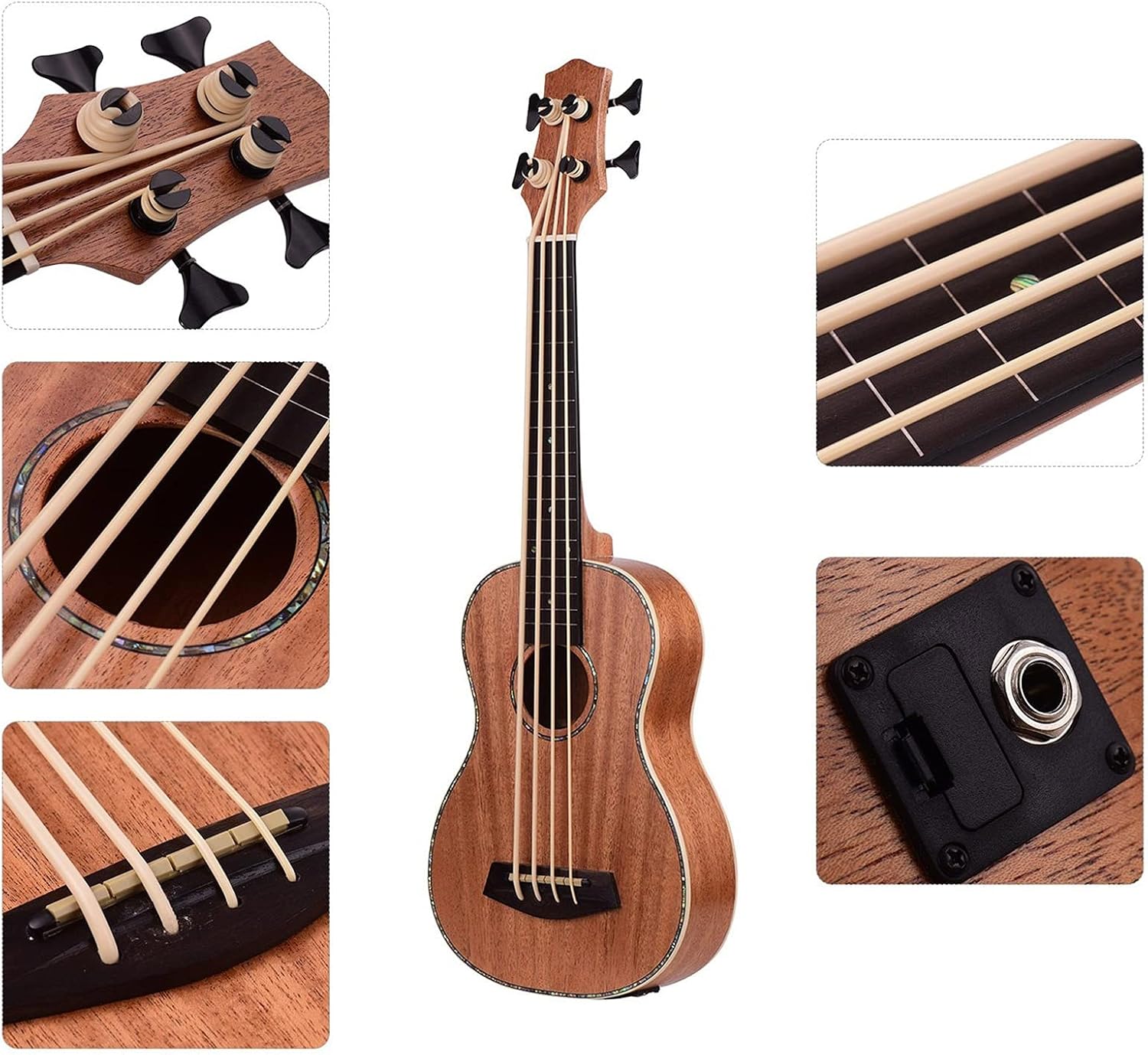 30 Inch Electric Bass Ukulele Sabilli Plywood Body Fingerboard Rubber Strings Children Ukulele