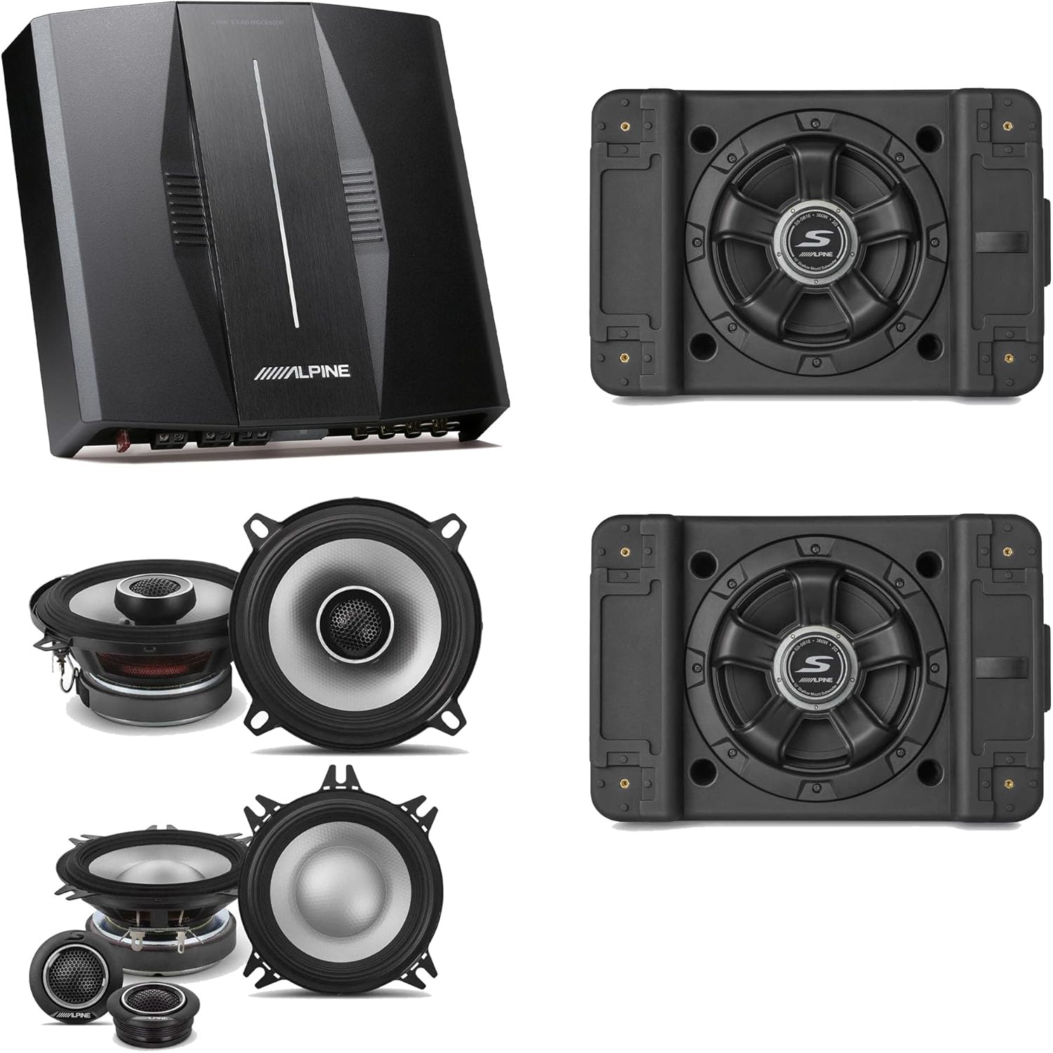 Alpine PXE-C80-88 OPTIM8 8-Channel Hi-Res DSP Amplifier w/ (2) SS-SB12 Subwoofer, S2-S40C & S2-S50 Bundle