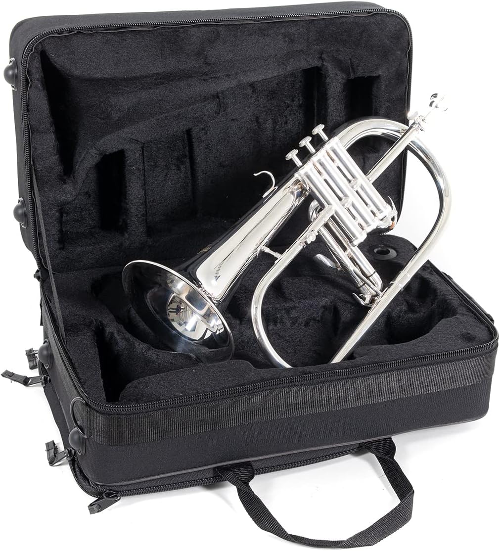 Bb Flugelhorn MOD.FH-302S plated finish, brass branch, incl. light rectangular case, Gold,Silver (RB701097)
