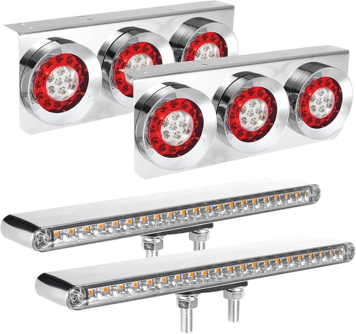 Partsam LED Truck/Trailer Tail Lights Kit - 2Pcs with Iron Bracket Base + Pair of 12